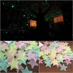 100pcs 3D Stars Glow In The Dark Wall Stickers Luminous Fluorescent Wall Stickers For Kids Baby Room Bedroom Ceiling Home Decor - Vinyl Boutique Shop