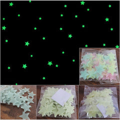 100pcs 3D Stars Glow In The Dark Wall Stickers Luminous