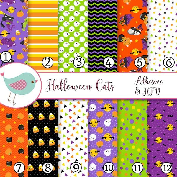 Halloween Cats Pumpkin Orange Vinyl Sheets Pumpkins Print Adhesive Vinyl Heat Transfer Craft Vinyl Pattern Vinyl