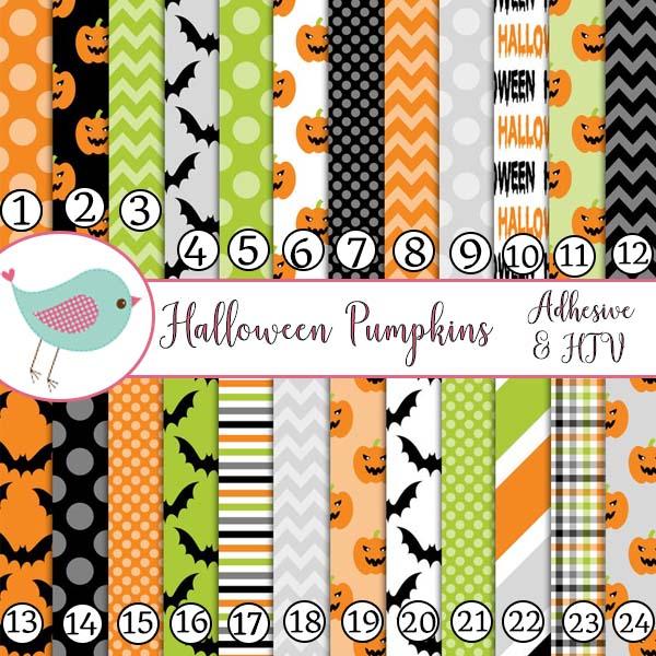 Halloween Pumpkin Orange & Bats Vinyl Sheets School Print Adhesive Vinyl Heat Transfer Craft Vinyl Pattern Vinyl