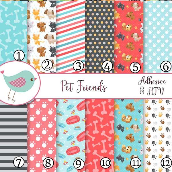 Pet Friends Paw Prints Bone Vinyl Sheets School Print Adhesive Vinyl Heat Transfer Craft Vinyl Pattern Vinyl
