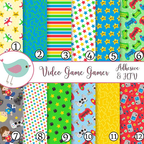 Video Game Gamer Vinyl Sheets School Print Adhesive Vinyl Heat Transfer Craft Vinyl Pattern Vinyl