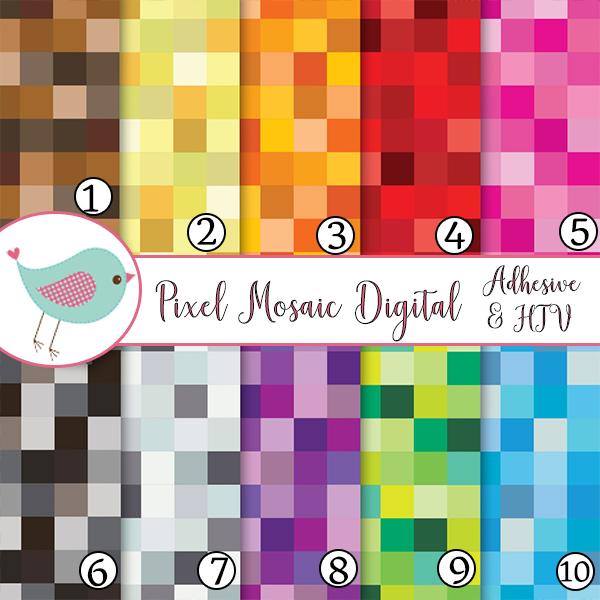 Pixel Mosaic Digital Squares Video Game Vinyl Print Adhesive Vinyl Heat Transfer Craft Vinyl Pattern Vinyl
