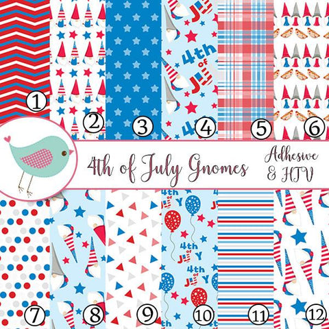 4th of July America Red White and Blue Gnomes Vinyl Sheets Print Adhesive Vinyl Heat Transfer Craft Vinyl Pattern Vinyl