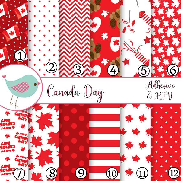 Canada Day Red White Flag Vinyl Print Adhesive Vinyl Heat Transfer Craft Vinyl Pattern Vinyl