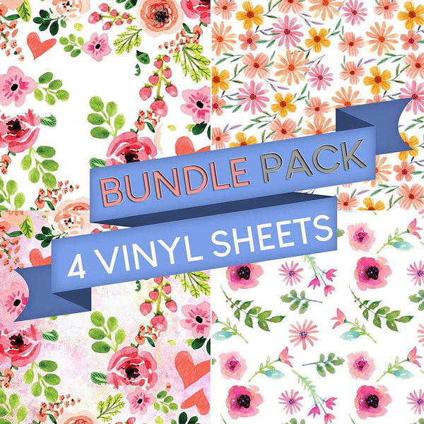 Floral Vinyl Sheets Vinyl Sheets - Pack of 4 - Vinyl Boutique Shop