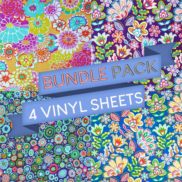 Floral Pattern Vinyl Sheets - Pack of 4 - Vinyl Boutique Shop