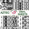 Aztec Black and White Geometric print Adhesive Heat Transfer Vinyl Sheet - Vinyl Boutique Shop