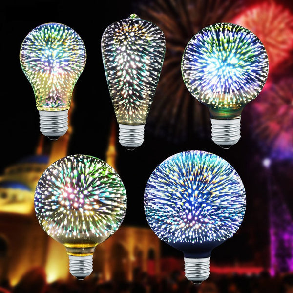 3D Fireworks LED Bulb E27 G95/A60/ST64 Vintage Edison Night Light Star Colorful Bombillas For Home Decoration Christmas Lamparas