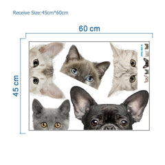Funny 3D Cat Dog Half a face Peeking car sticker Wall background Art decals decorations cute animal wall stickers for home decor - Vinyl Boutique Shop