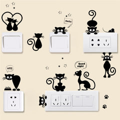 Lovely Cat Light Switch Phone Wall Stickers For Kids Rooms Diy Home Decoration Cartoon Animals Wall Decals Pvc Mural Art - Vinyl Boutique Shop