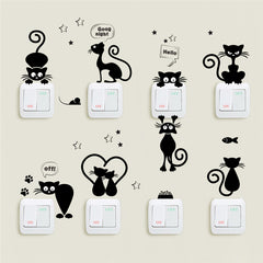 Lovely Cat Light Switch Phone Wall Stickers For Kids Rooms Diy Home Decoration Cartoon Animals Wall Decals Pvc Mural Art - Vinyl Boutique Shop