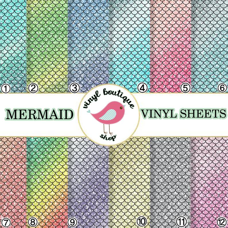 Mermaid Glitter Geometric Printed Patterned Craft Vinyl Sheet 0519 - Vinyl Boutique Shop