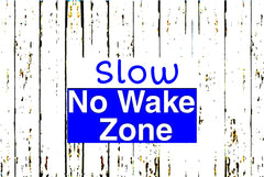Pier 37 Custom Listing - Slow no Wake Zone Wood with Blue - Vinyl Boutique Shop
