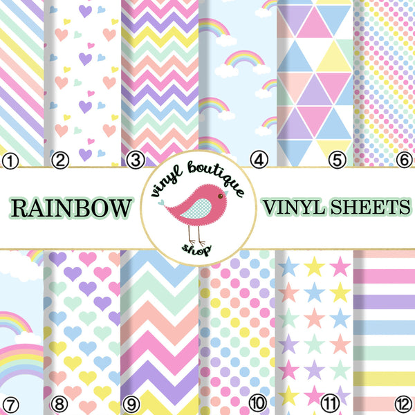 Rainbow Geometric Printed Patterned Craft Vinyl Sheet 0516 - Vinyl Boutique Shop