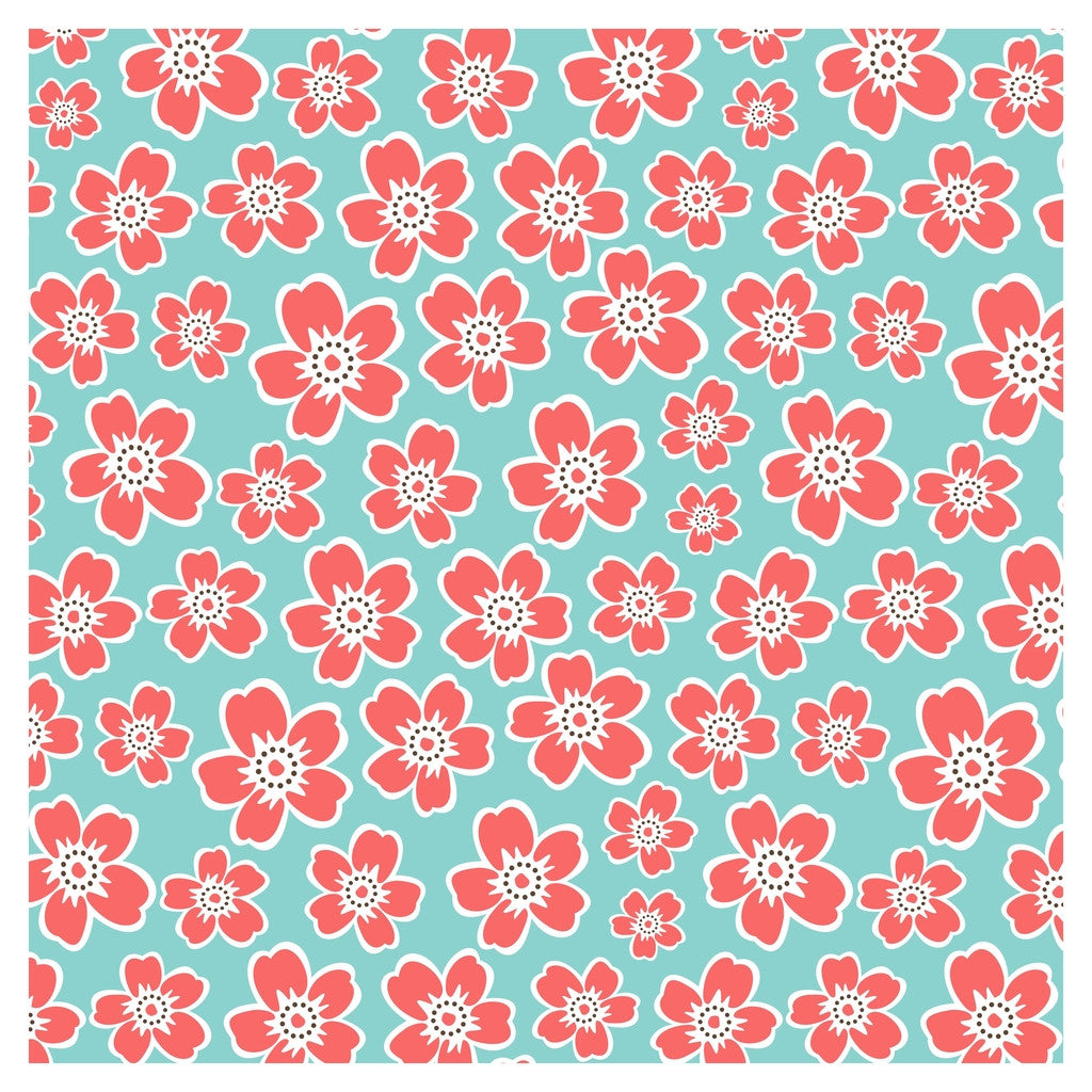Hawaiian Prints Blue Coral Brown Adhesive Vinyl Sheet - Vinyl Boutique Shop