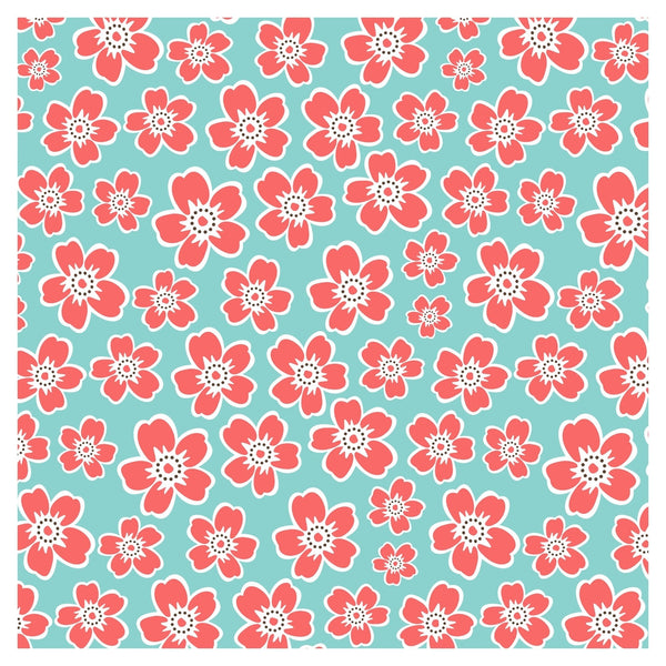 Hawaiian Prints Blue Coral Brown Adhesive Vinyl Sheet - Vinyl Boutique Shop