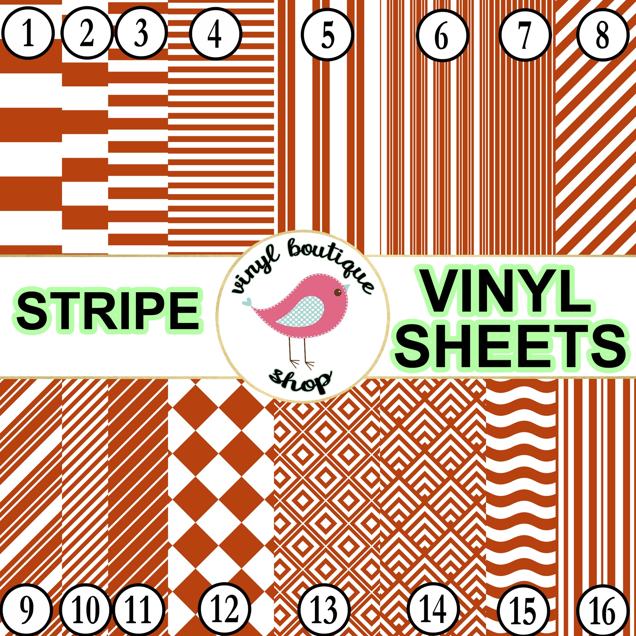Stripe Rustic Orange Adhesive Heat Transfer Vinyl Sheet - Vinyl Boutique Shop