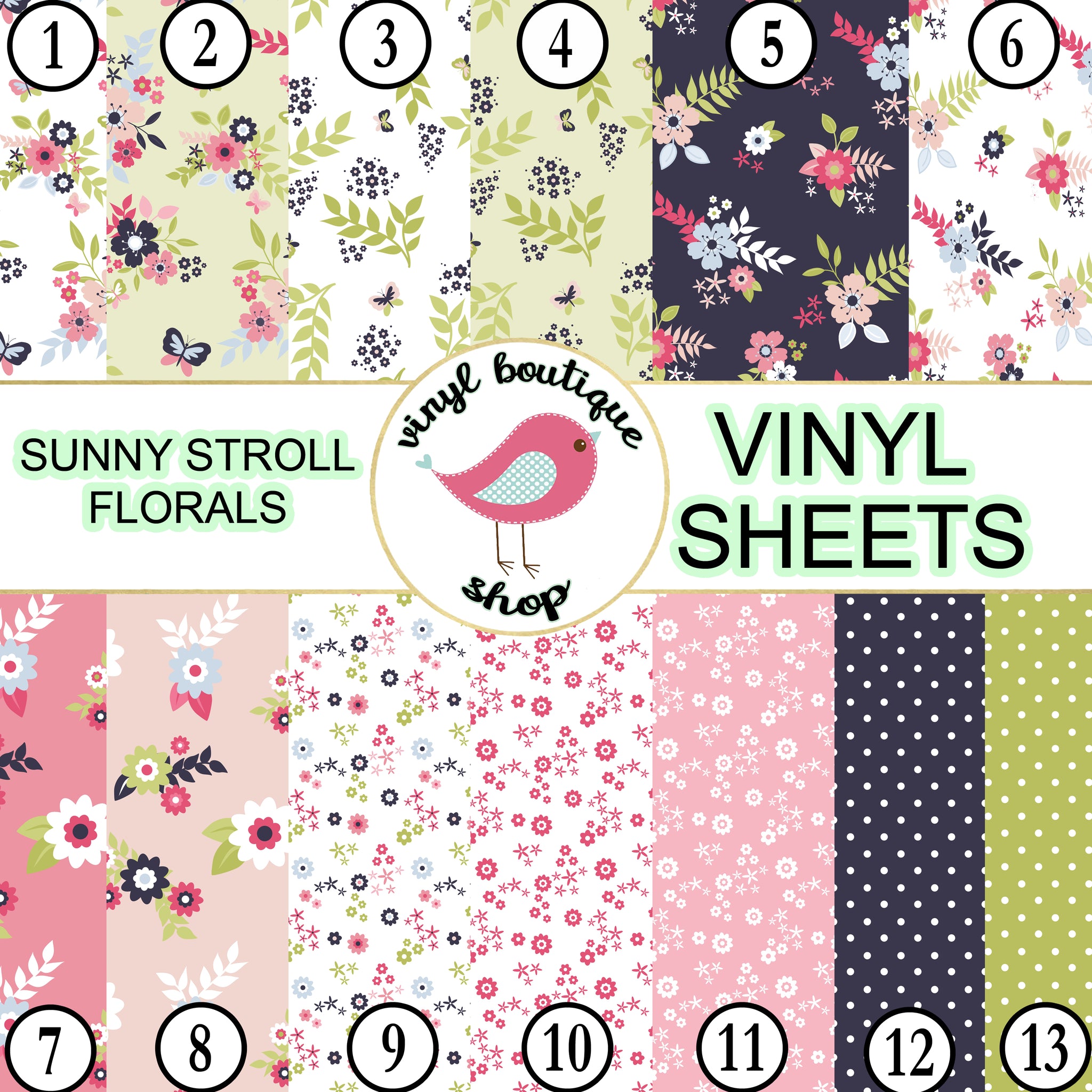 Sunny Stroll Floral Adhesive Heat Transfer Vinyl Sheet - Vinyl Boutique Shop