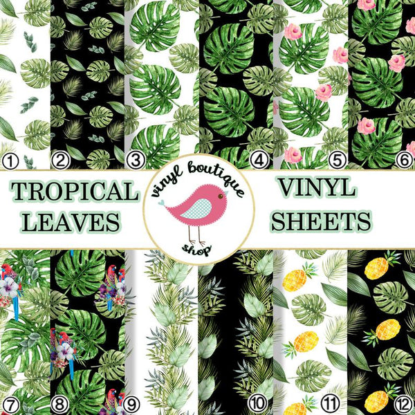 Tropical Leaves Lilac Printed Patterned Craft Vinyl Sheet 0518 - Vinyl Boutique Shop