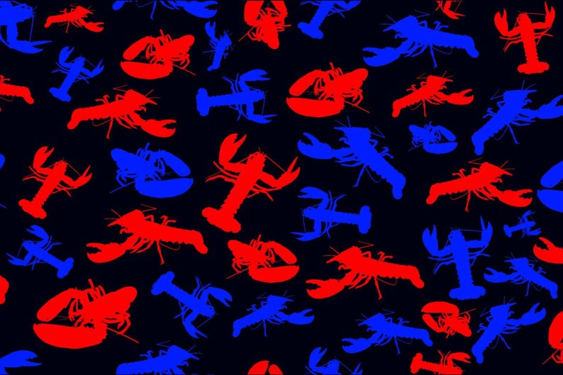 Pier 37 Custom Listing - Red and Blue Lobster on Black - Vinyl Boutique Shop