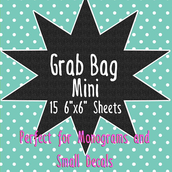 Grab Bag Mini 15 sheets 6"x6" perfect for Monograms and Small Decals Adhesive - Vinyl Boutique Shop