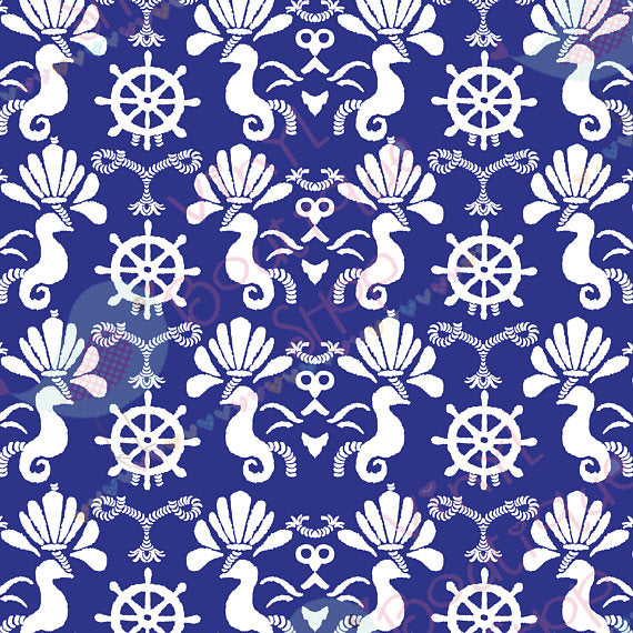 Navy Blue Anchors Away Lilly Inspired Small Scale Vinyl Sheet - Vinyl Boutique Shop