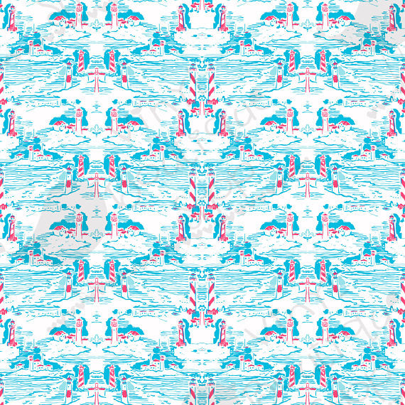 Summer Watch Out Lighthouse Sea Lilly Inspired Printed Patterned Craft Vinyl - Vinyl Boutique Shop