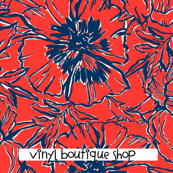 Standing Ovation Red Blue Lilly Inspired Printed Patterned Craft Vinyl - Vinyl Boutique Shop