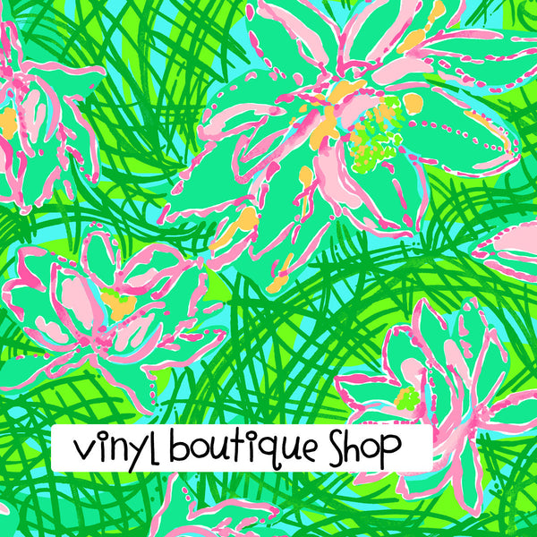 Serenity Green Lilly Inspired Printed Patterned Craft Vinyl - Vinyl Boutique Shop
