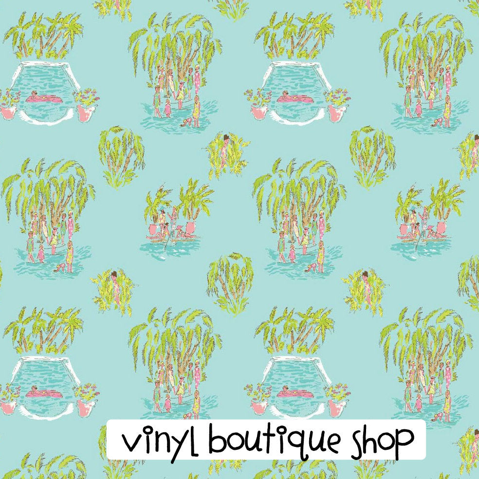 Slim Palm Tree Lilly Inspired Printed Patterned Craft Vinyl - Vinyl Boutique Shop