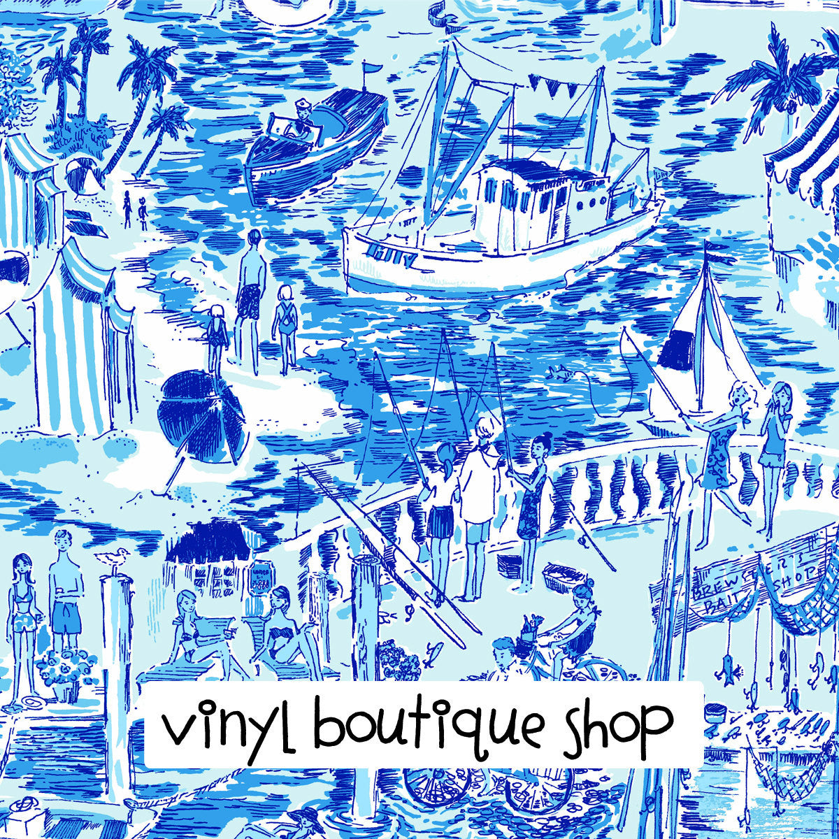 Toile Blue Lilly Inspired Printed Patterned Craft Vinyl - Vinyl Boutique Shop