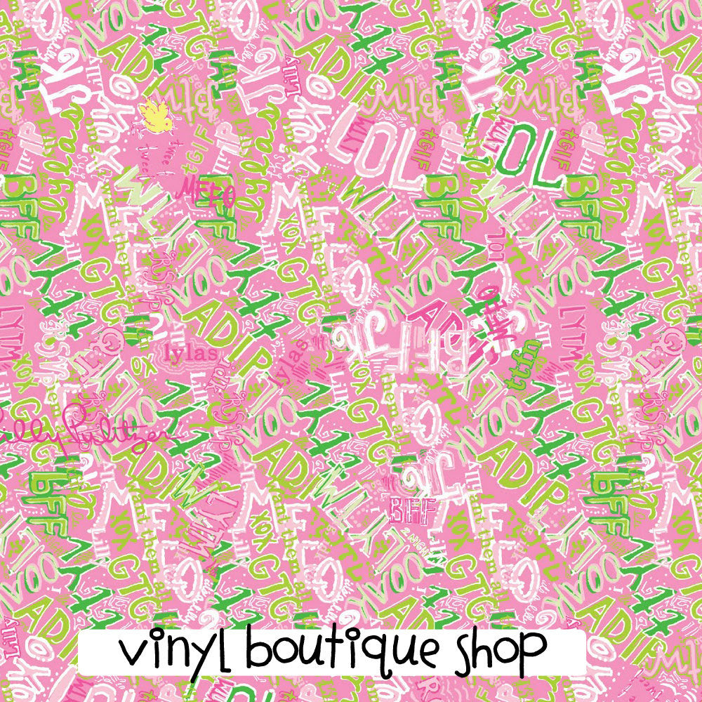 Text Pink Lilly Inspired Printed Patterned Craft Vinyl - Vinyl Boutique Shop