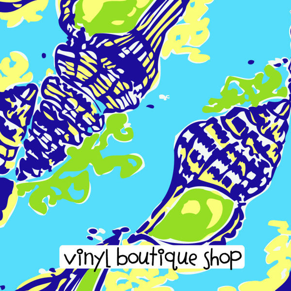 Shells Sea Lilly Inspired Printed Patterned Craft Vinyl - Vinyl Boutique Shop