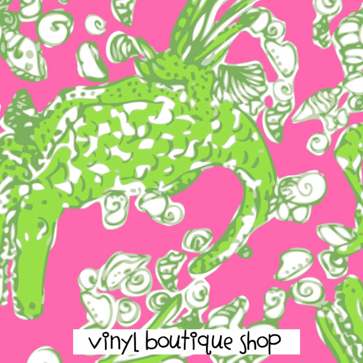 Green Lilly Inspired Printed Patterned Craft Vinyl - Vinyl Boutique Shop