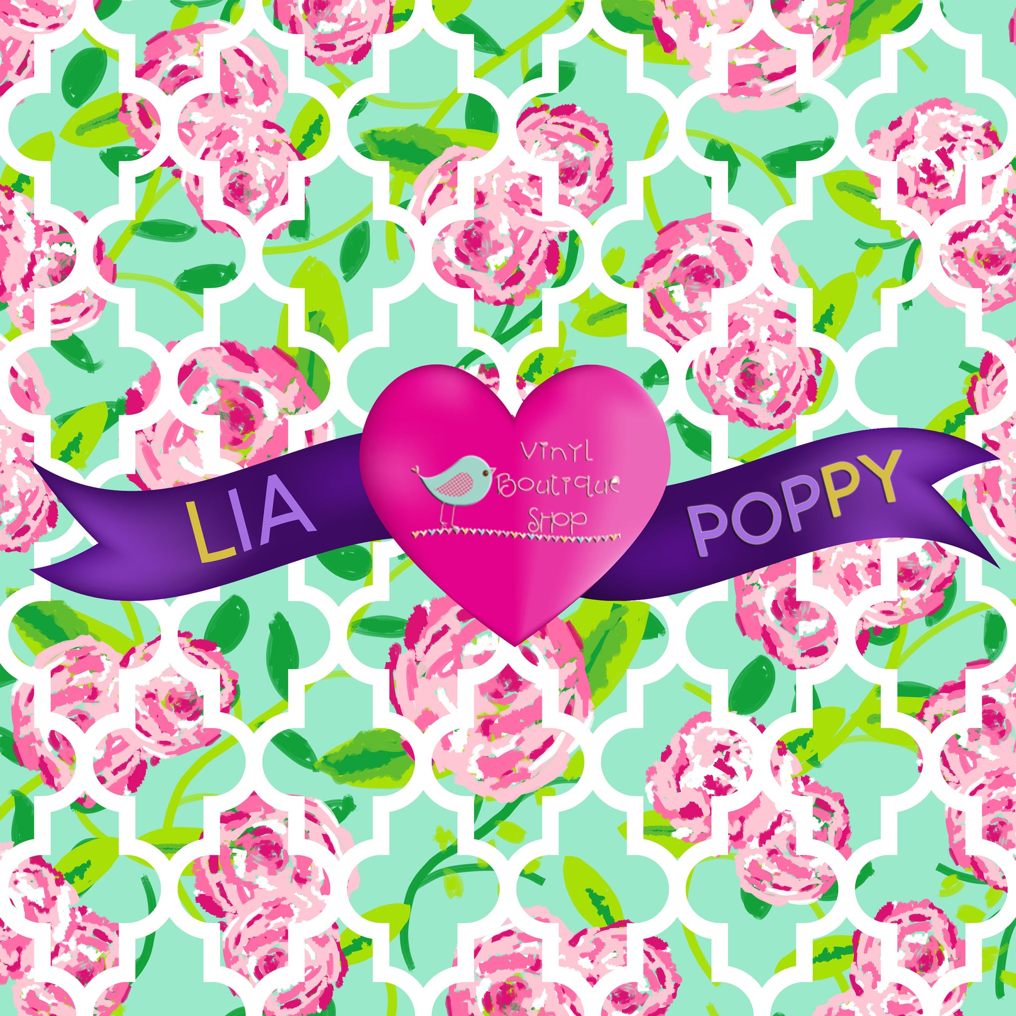 Rose Green Lia Poppy Vinyl Sheet Sheet LPY-6 - Vinyl Boutique Shop