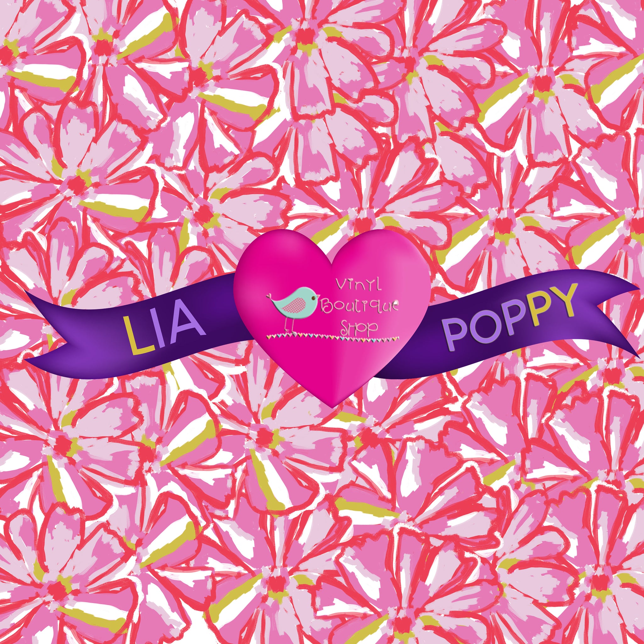Pink Flower Lia Poppy Vinyl Sheet Sheet LPY-7 - Vinyl Boutique Shop