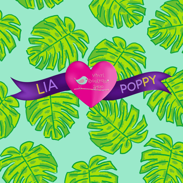 Leaves Green Lia Poppy Vinyl Sheet LPY-39 - Vinyl Boutique Shop
