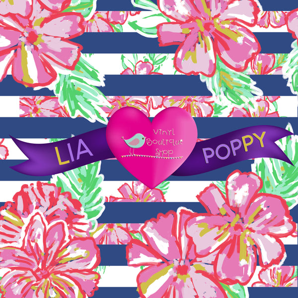 Pink Hibiscus Lia Poppy Vinyl Sheet LPY-9 - Vinyl Boutique Shop