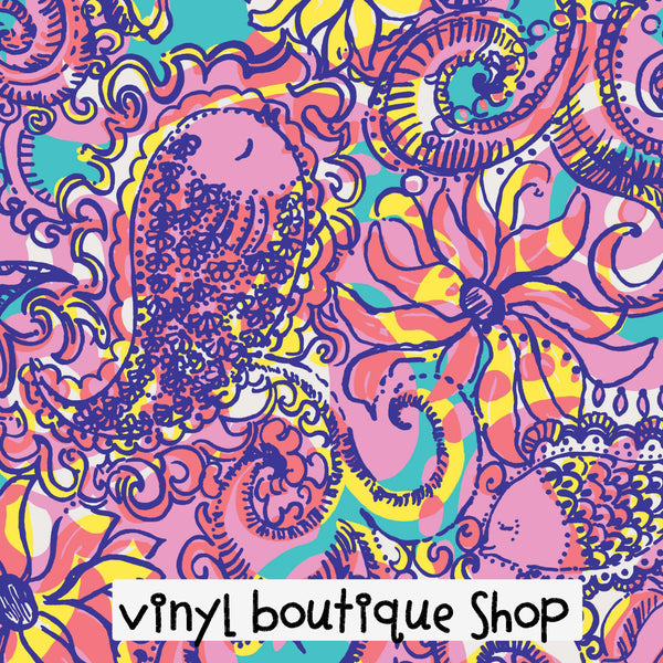Sea And Be Seen Lilly Inspired Printed Patterned Craft Vinyl - Vinyl Boutique Shop