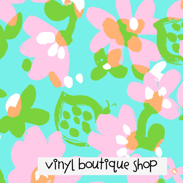 Mojo Flower Floral Pink Lilly Inspired Printed Patterned Craft Vinyl - Vinyl Boutique Shop