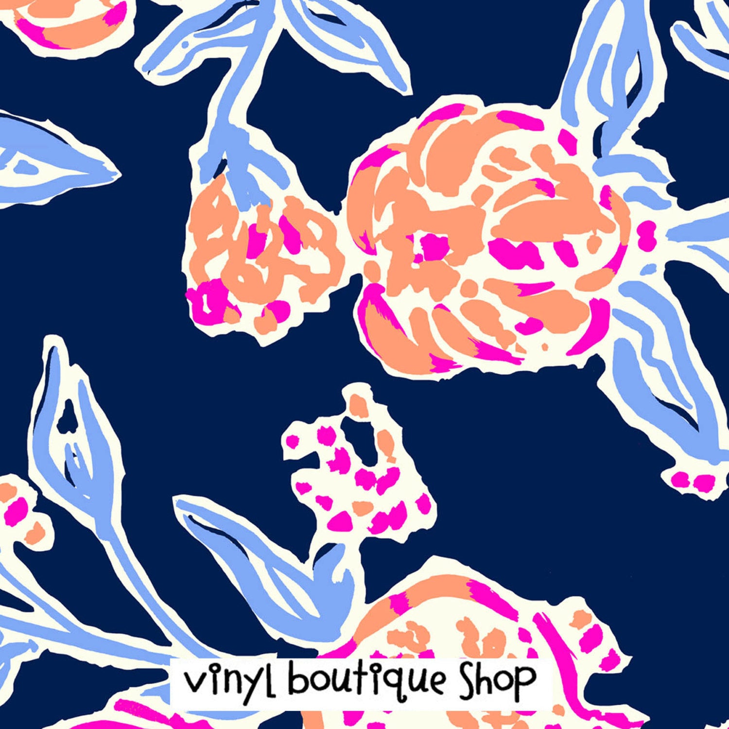 Pom Pom Floral Lilly Inspired Printed Patterned Craft Vinyl - Vinyl Boutique Shop