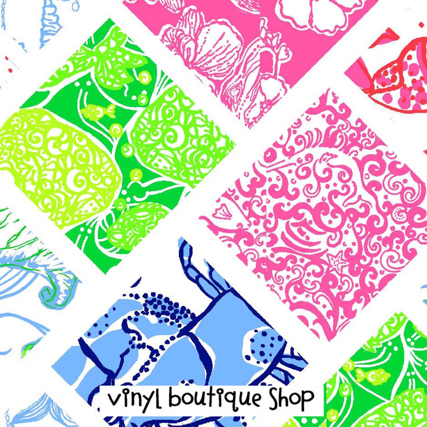 Patchwork Piece Lilly Inspired Printed Patterned Craft Vinyl - Vinyl Boutique Shop