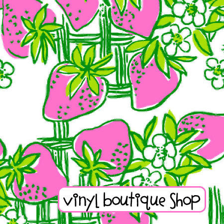 Strawberry Patch Lilly Inspired Printed Patterned Craft Vinyl - Vinyl Boutique Shop