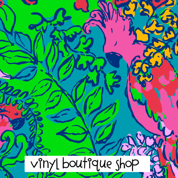 Shake Your Tail Feather Lilly Inspired Printed Patterned Craft Vinyl - Vinyl Boutique Shop