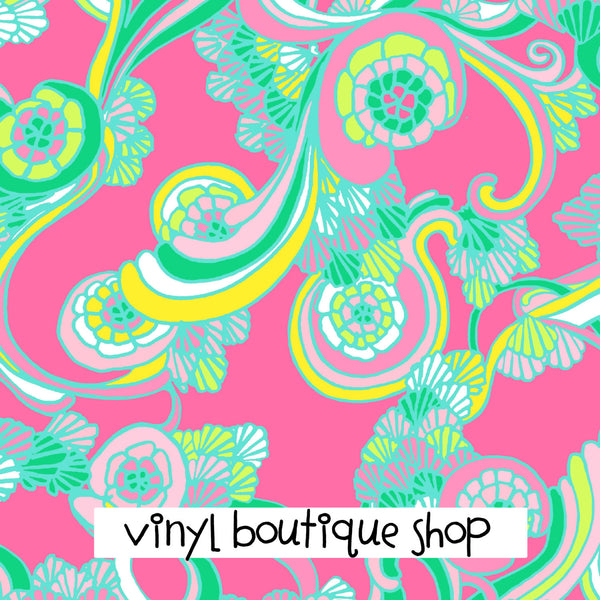 Shell We Dance Lilly Inspired Printed Patterned Craft Vinyl - Vinyl Boutique Shop